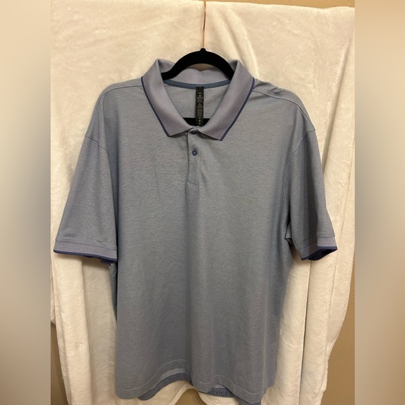 Lululemon Polo Shirt Men's XXL Light Blue Short Sleeve Wicking Stretch - Picture 1 of 12